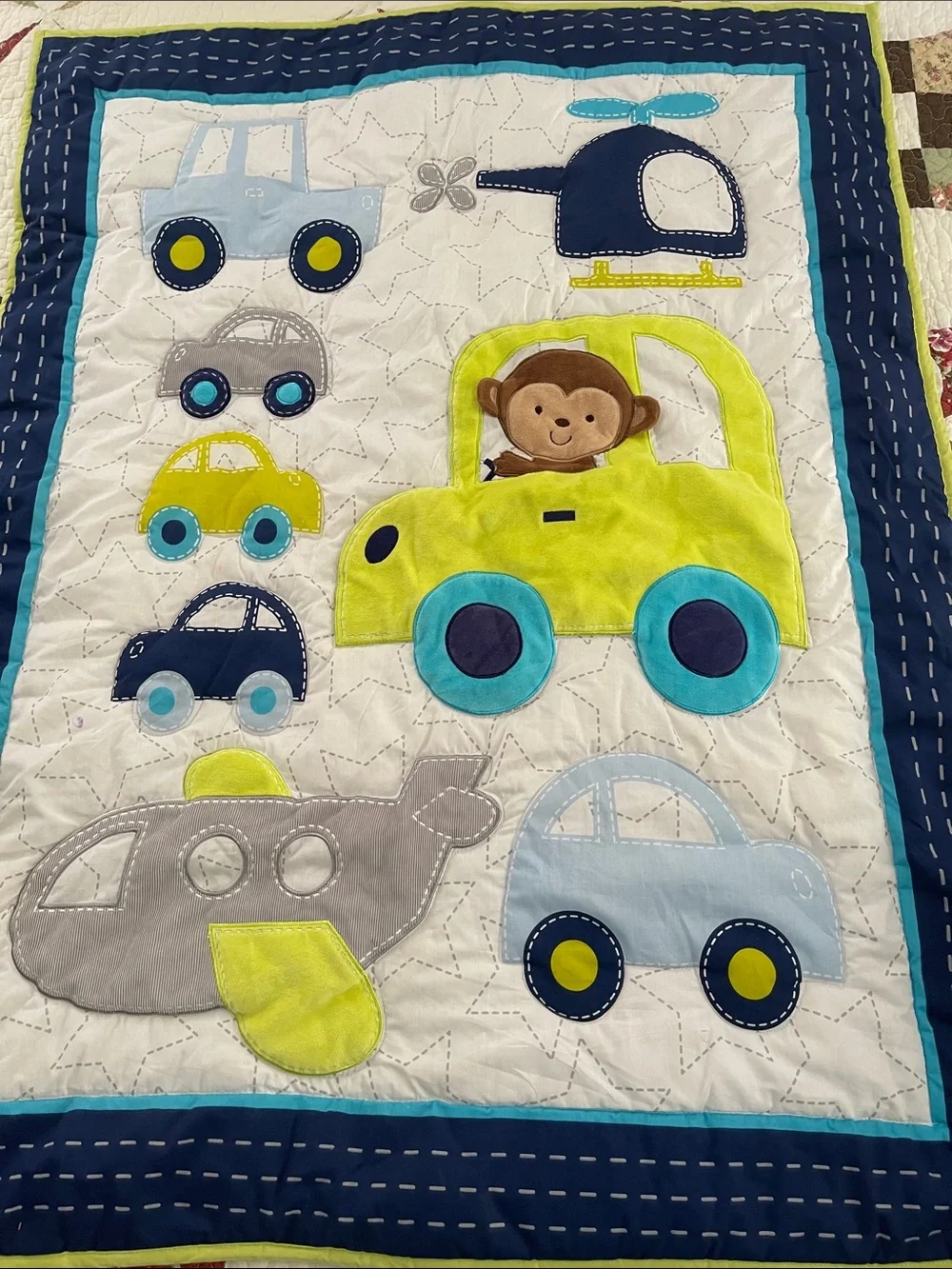 Carters child of mine throw crib blanket boys blue white